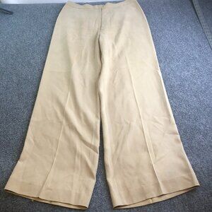 Lauren Ralph Lauren 100% Silk Pants Womens 14 Beige Tan Wide Leg High Waist